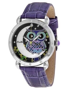 Bertha Ashley MOP Ladies Purple Owl Dial Wristwatch